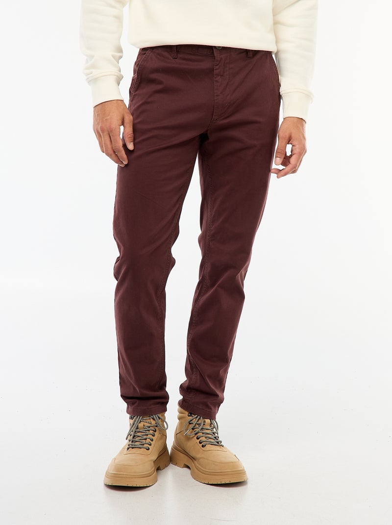 Calças chino slim Vermelho - Kiabi