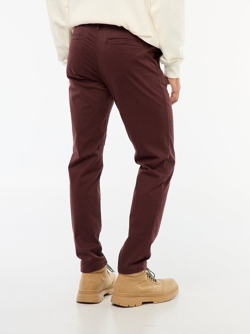 Calças chino slim Vermelho - Kiabi
