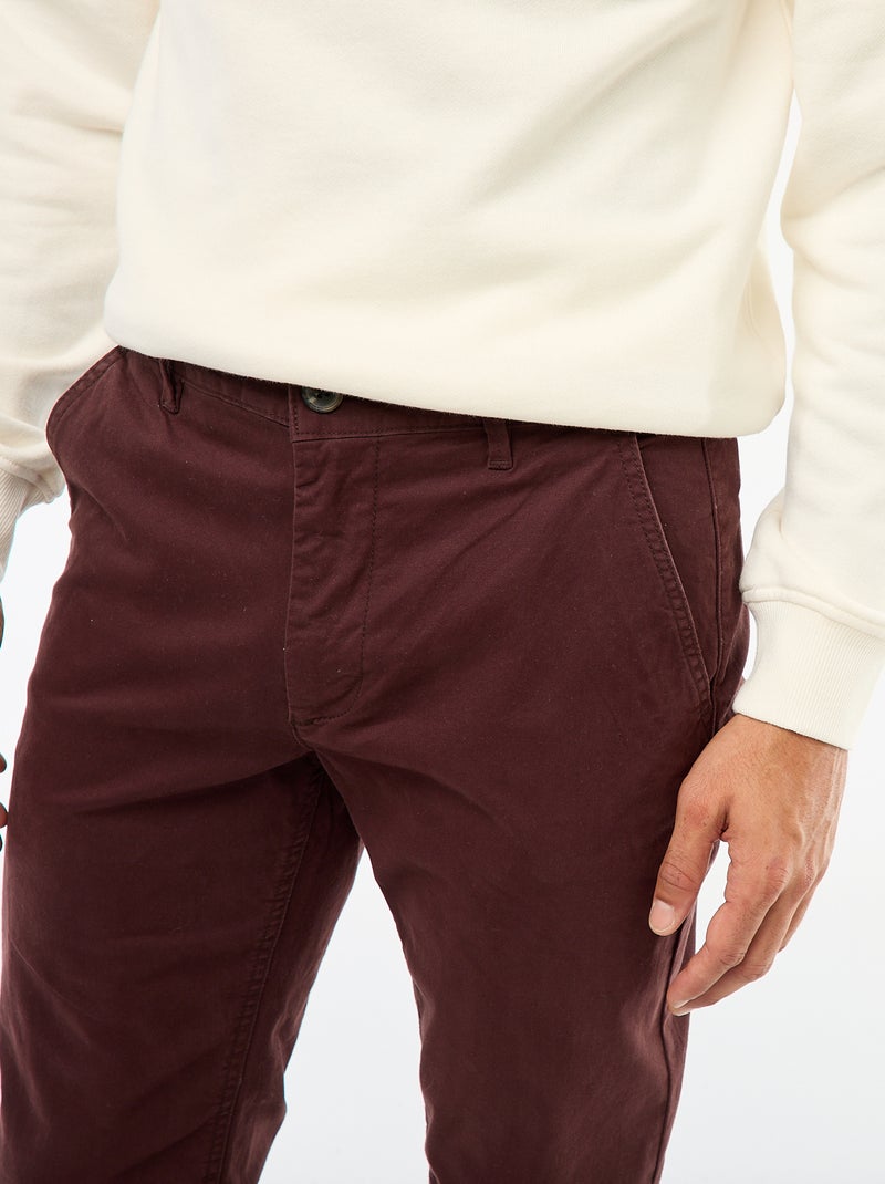 Calças chino slim Vermelho - Kiabi
