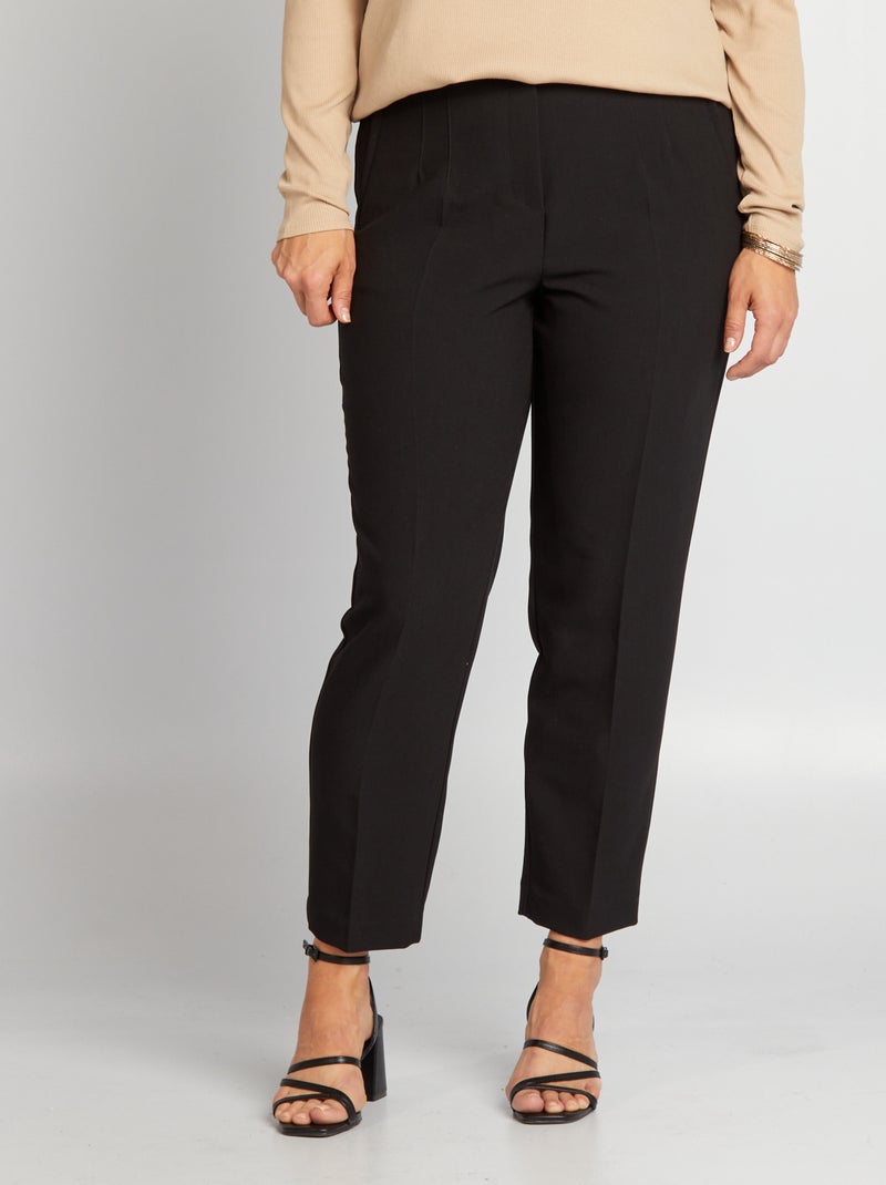Calças cigarete com cintura subida Preto - Kiabi
