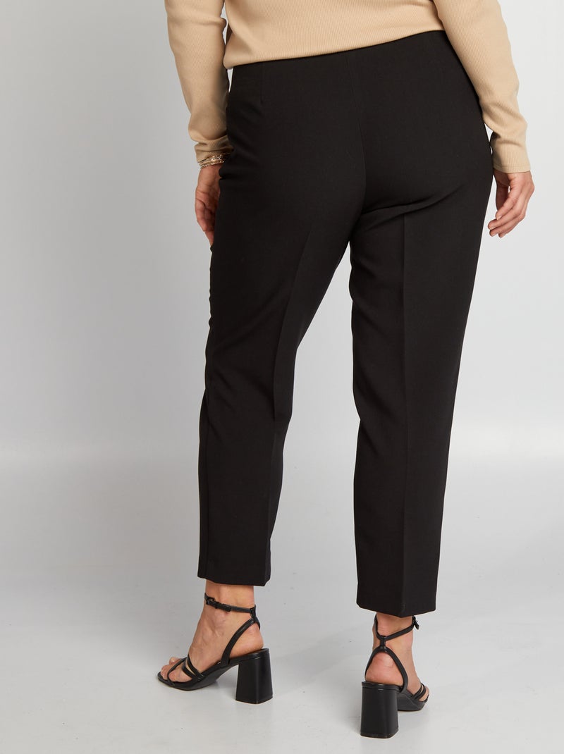 Calças cigarete com cintura subida Preto - Kiabi