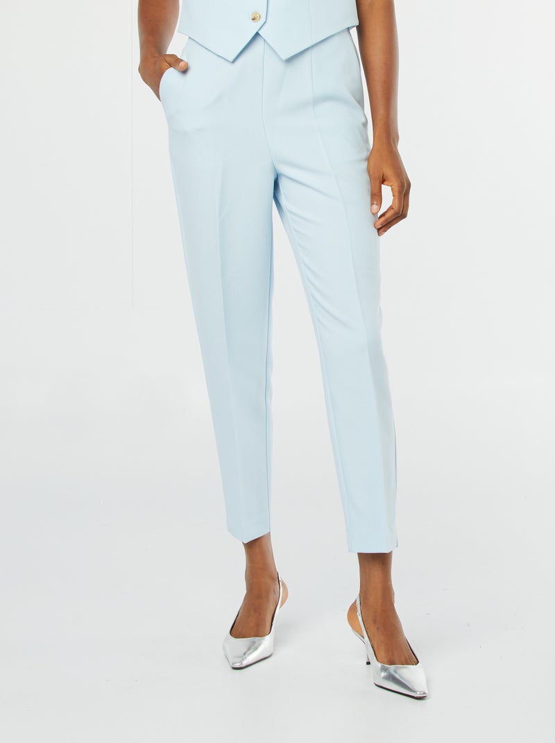 Calças cigarete lisas com 2 bolsos AZUL - Kiabi