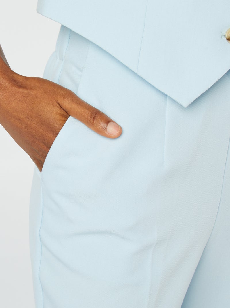 Calças cigarete lisas com 2 bolsos AZUL - Kiabi