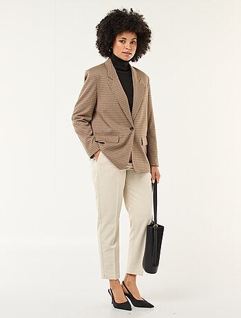 Calças cigarete lisas com 2 bolsos