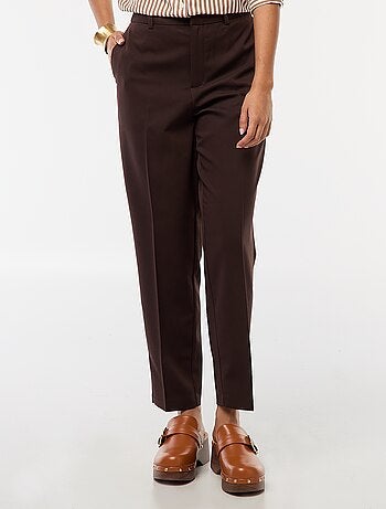 Calças cigarete lisas com 2 bolsos