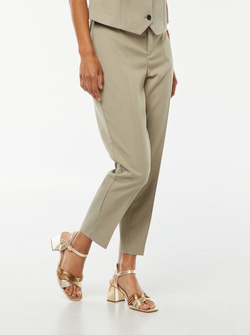 Calças cigarete lisas com 2 bolsos - Kiabi