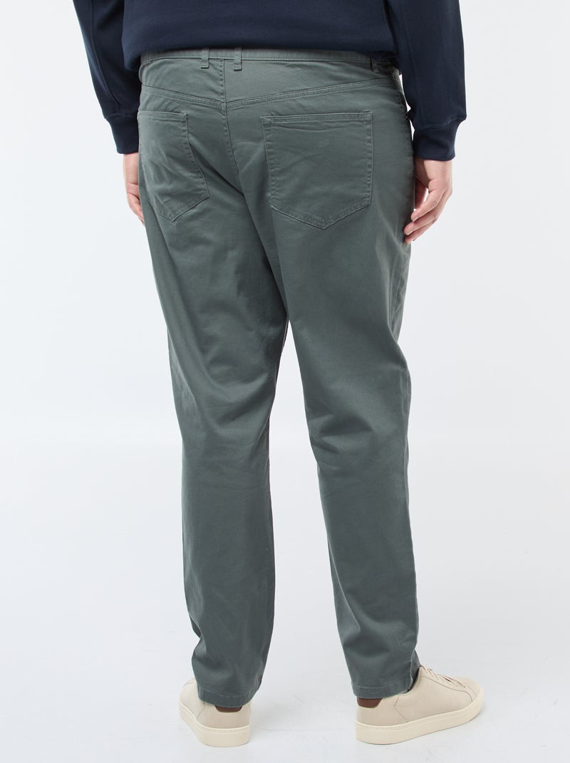Calças com 5 bolsos fitted L34 Verde - Kiabi