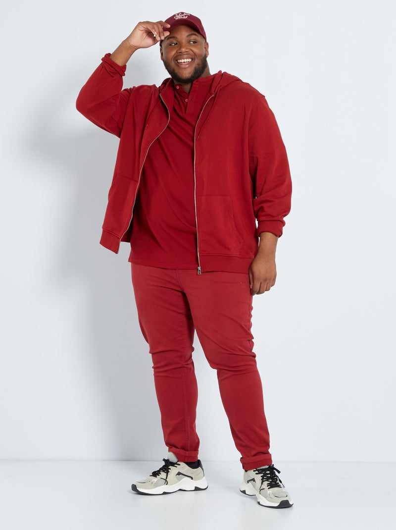 Calças com 5 bolsos fitted L34 VERMELHO - Kiabi