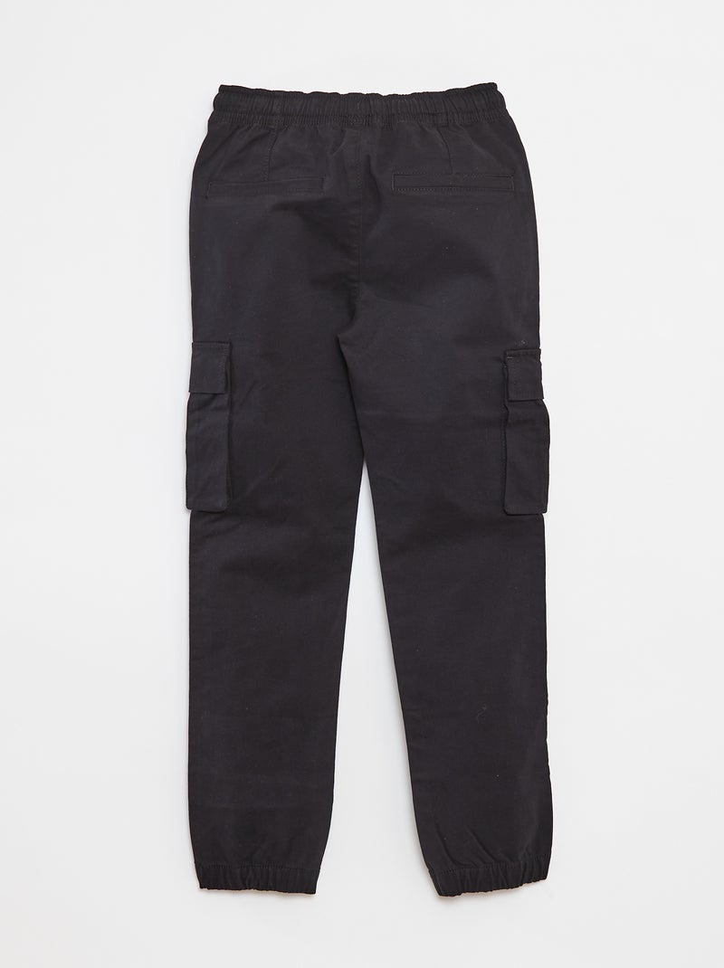 Calças com bolsos e cós ajustável Preto - Kiabi