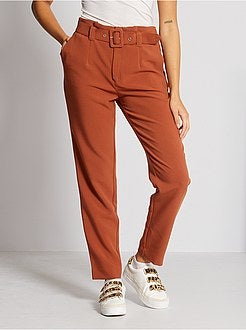 Calças com cintura subida cuidadas - Kiabi