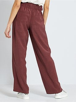 Calças com cintura subida largas e fluidas - Kiabi