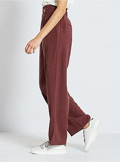 Calças com cintura subida largas e fluidas - Kiabi