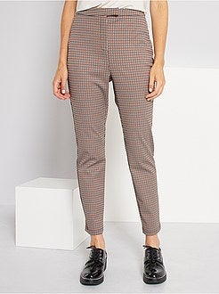 Calças com cintura subida pied de puce - Kiabi