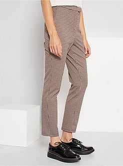 Calças com cintura subida pied de puce - Kiabi