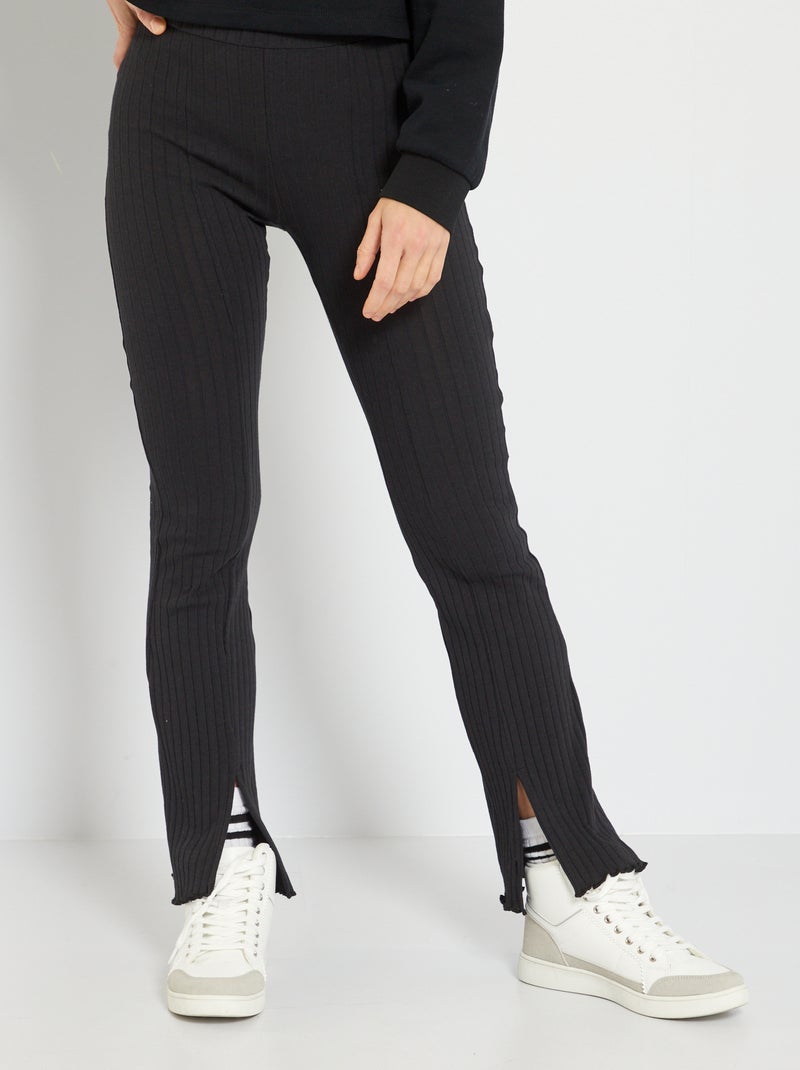 Calças com corte bootcut em malha Preto - Kiabi