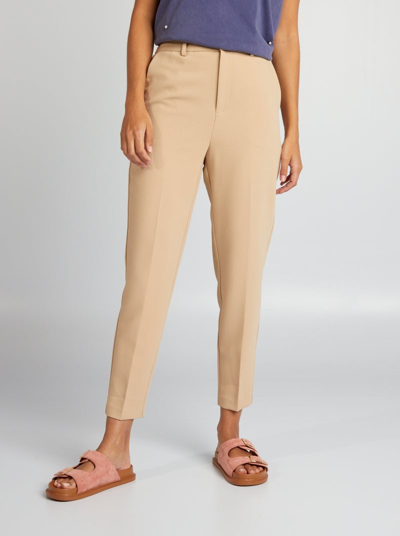 Calças com corte cigarro BEGE - Kiabi