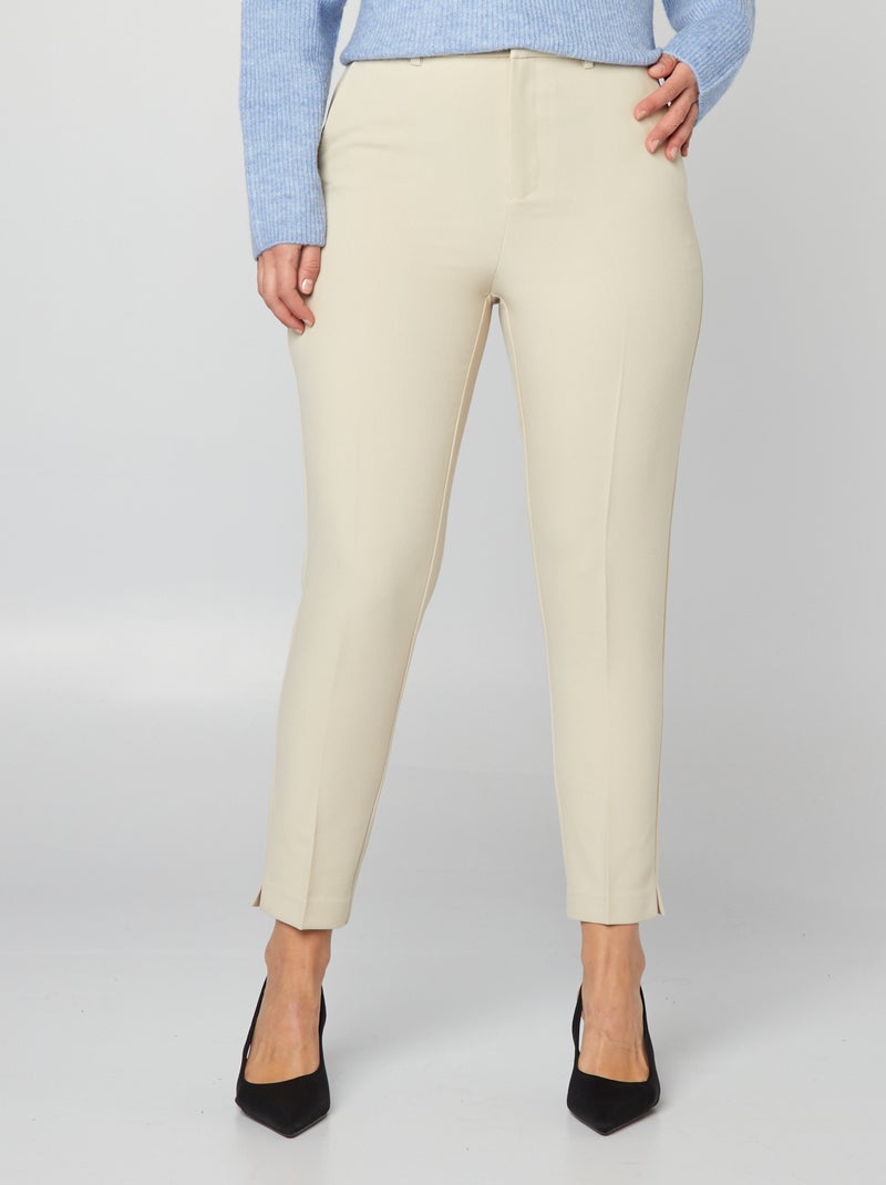 Calças com corte cigarro BEIGE - Kiabi