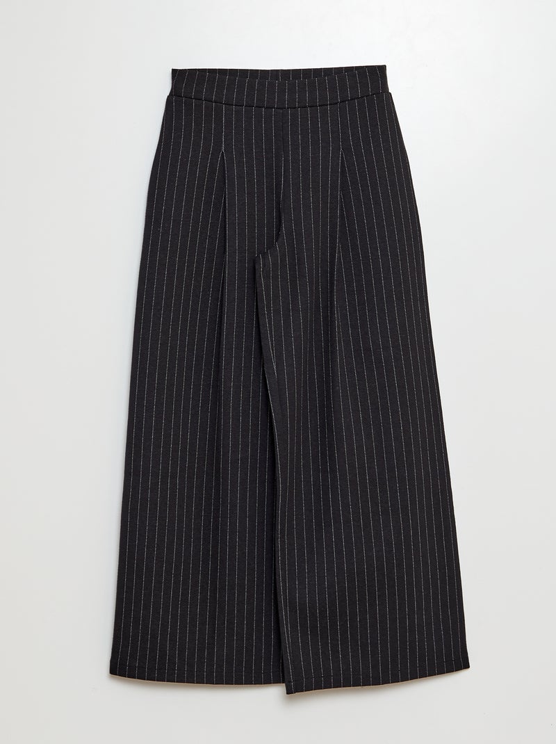 Calças com corte largo às riscas PRETO - Kiabi