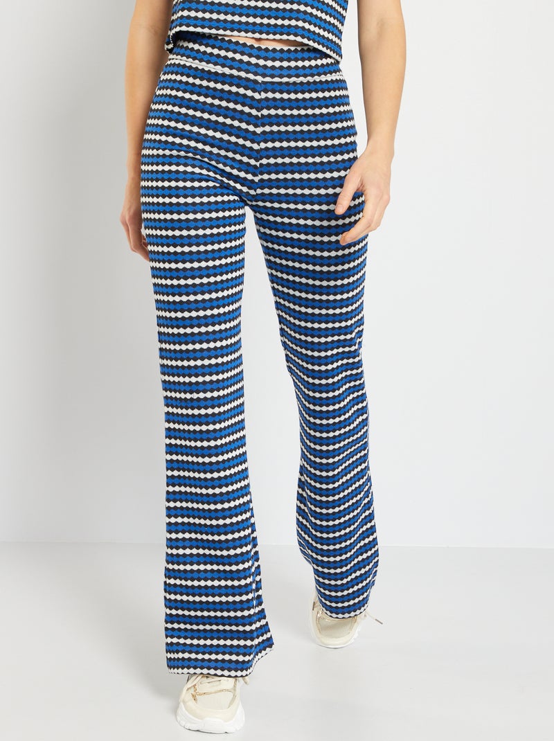 Calças com motivo jacquard AZUL - Kiabi