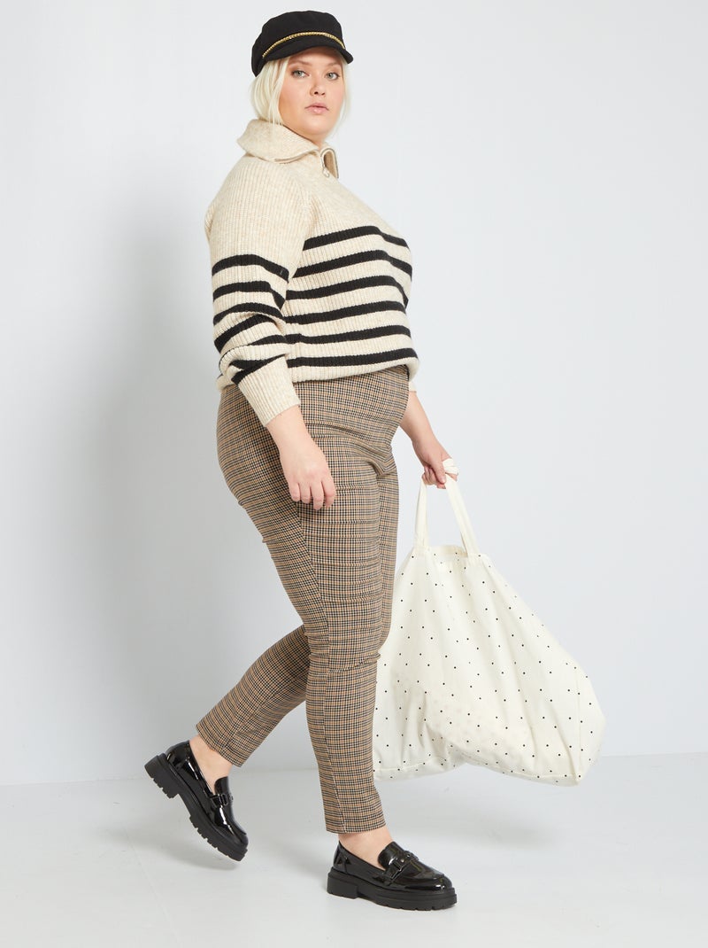 Calças com motivo pied-de-puce  - Corte skinny PRETO - Kiabi