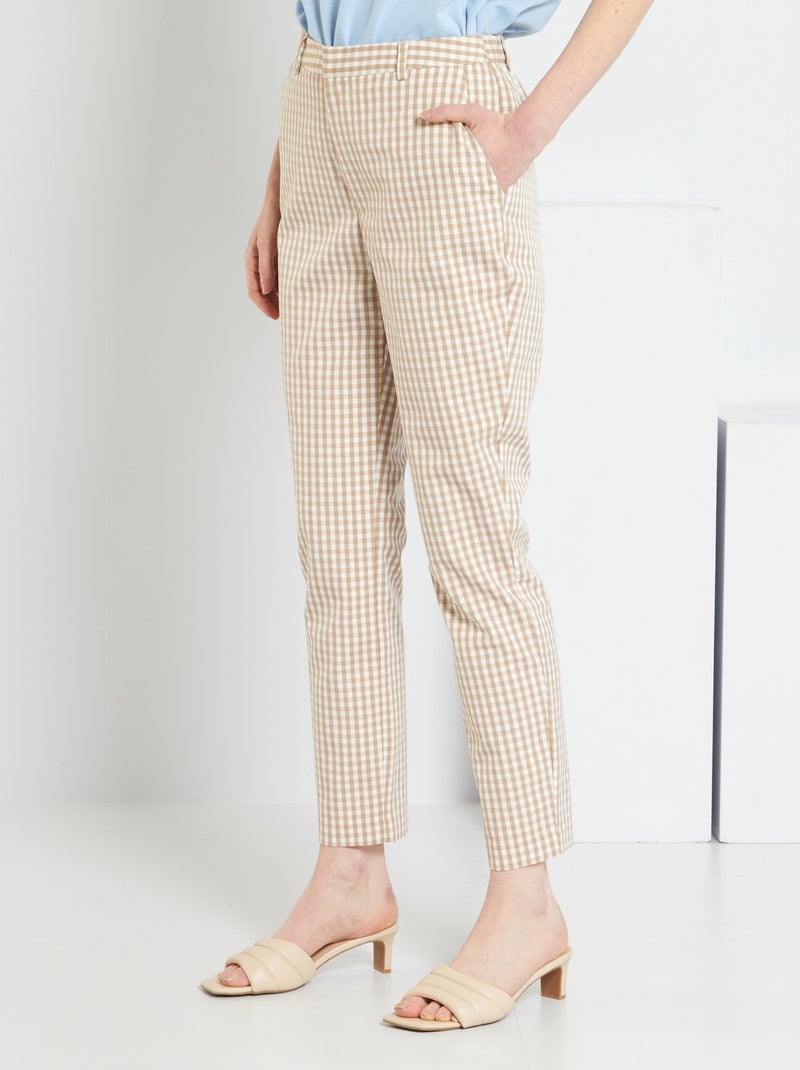 Calças com motivos vichy BRANCO - Kiabi