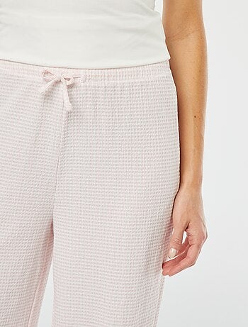 Calças com pernas largas com estampado vichy