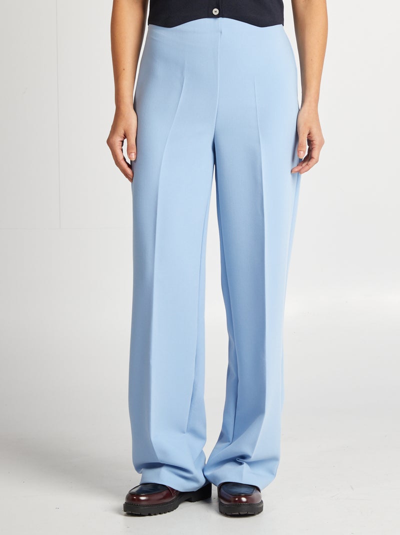 Calças com pinças com corte a direito AZUL - Kiabi