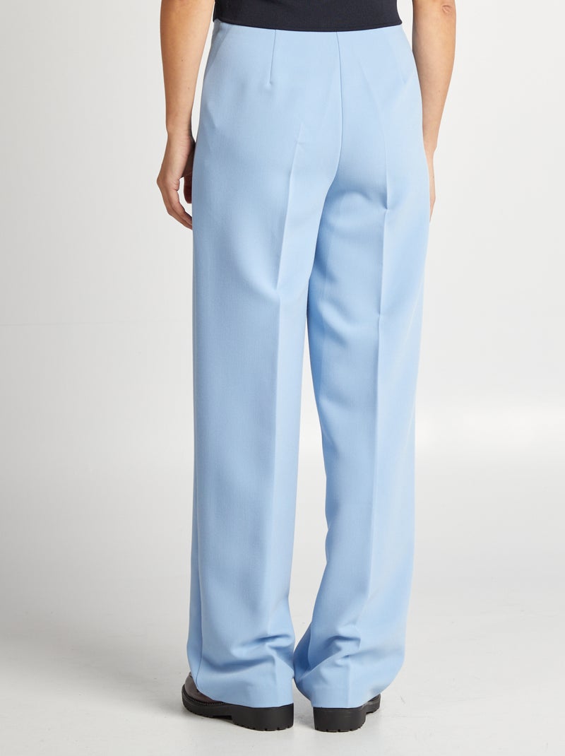 Calças com pinças com corte a direito AZUL - Kiabi