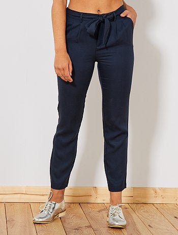 Calças com pinças em lyocell - Kiabi