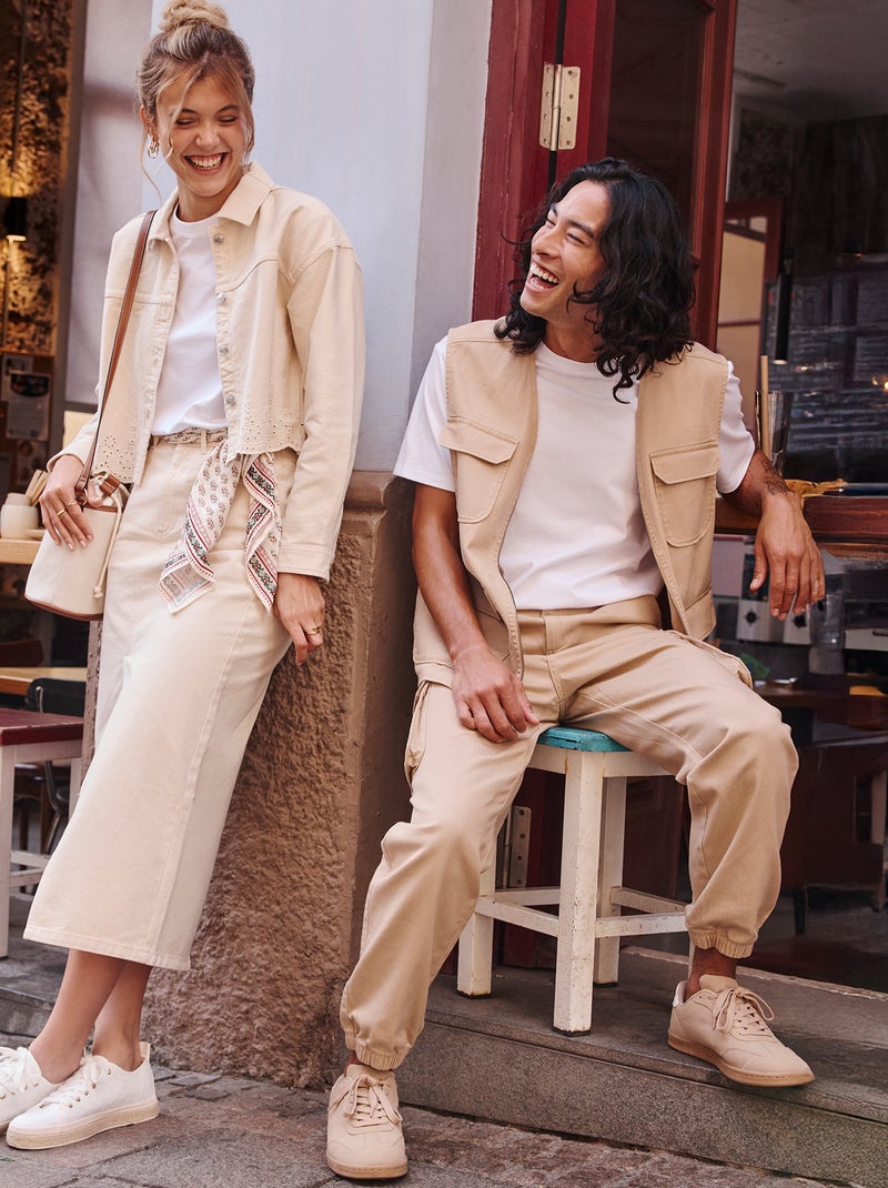 Calças com vários bolsos BEGE - Kiabi