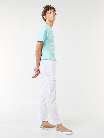 Calças com vários bolsos com cinto elástico + atilhos