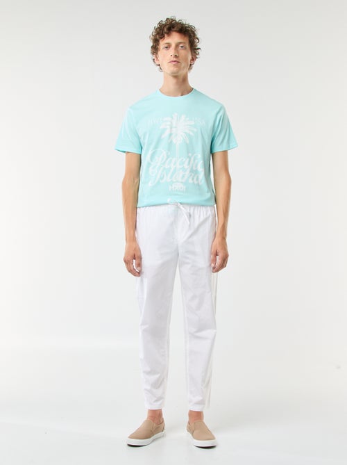 Calças com vários bolsos com cinto elástico + atilhos - Kiabi