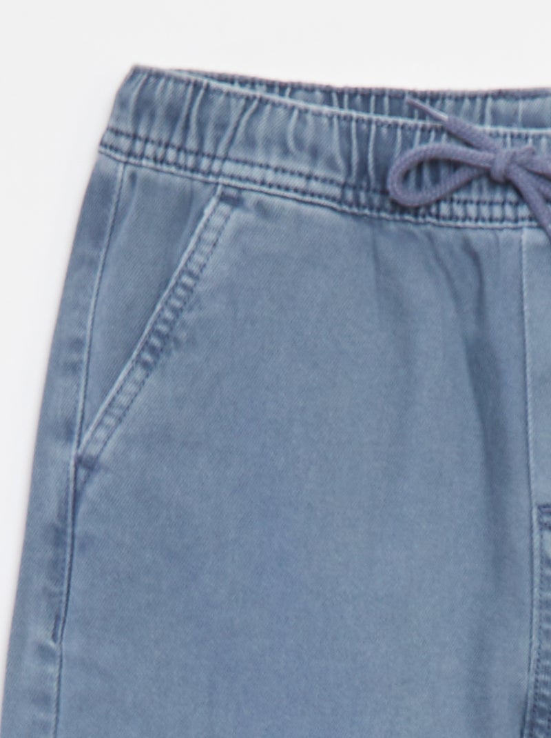 Calças com vários bolsos com cinto elástico Azul - Kiabi