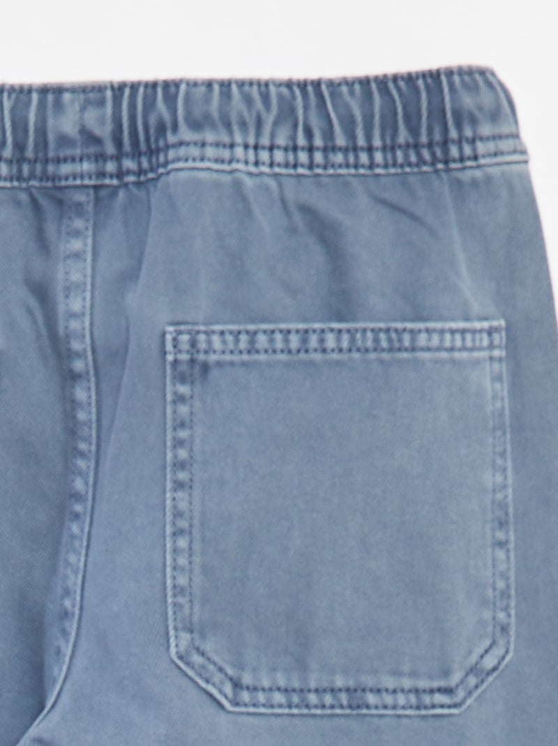 Calças com vários bolsos com cinto elástico Azul - Kiabi