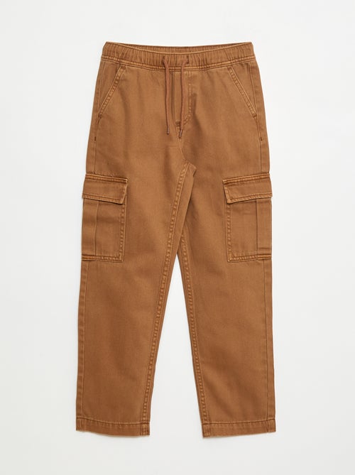 Calças com vários bolsos com cinto elástico - Kiabi