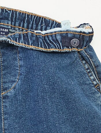 Calças com vários bolsos de ganga elástica - Corte + confortável
