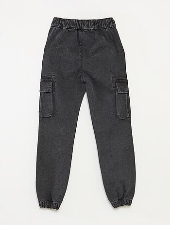 Calças com vários bolsos de ganga elástica - Corte mais justo
