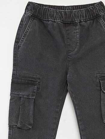 Calças com vários bolsos de ganga elástica - Corte mais justo