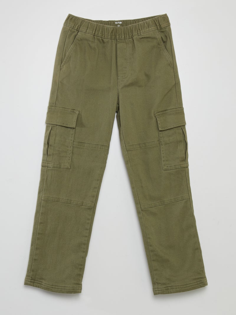 Calças com vários bolsos forradas VERDE - Kiabi