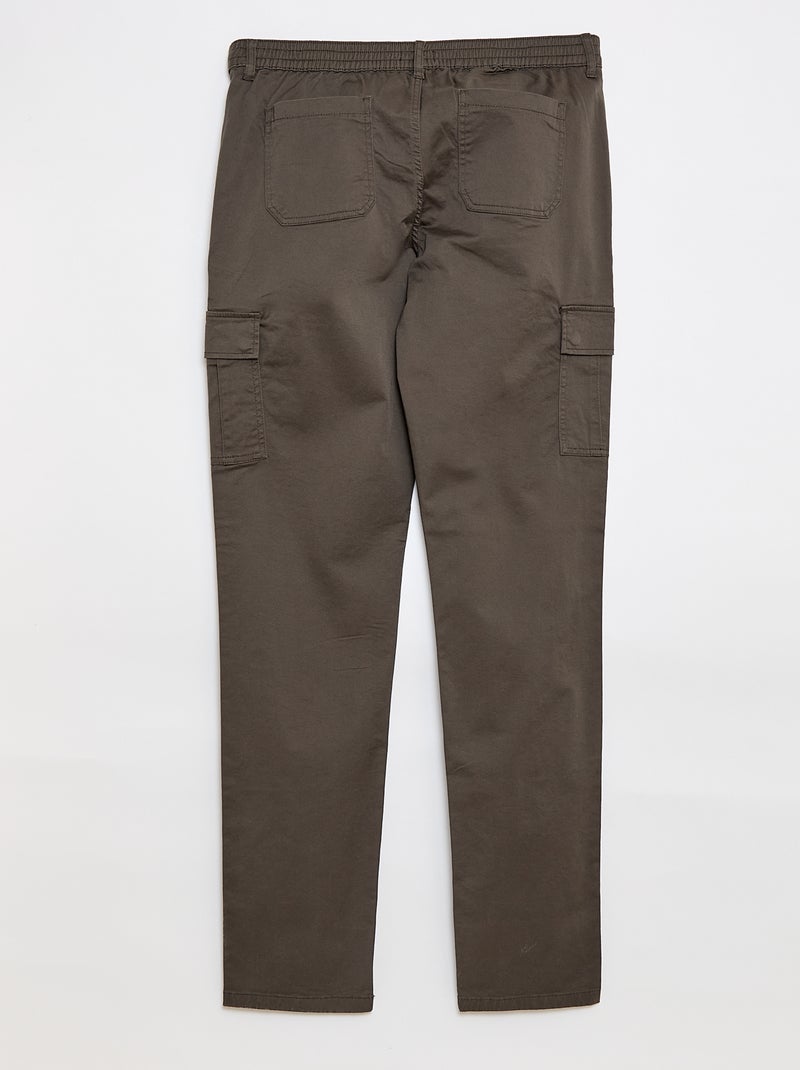 Calças com vários bolsos lisas CAQUI - Kiabi