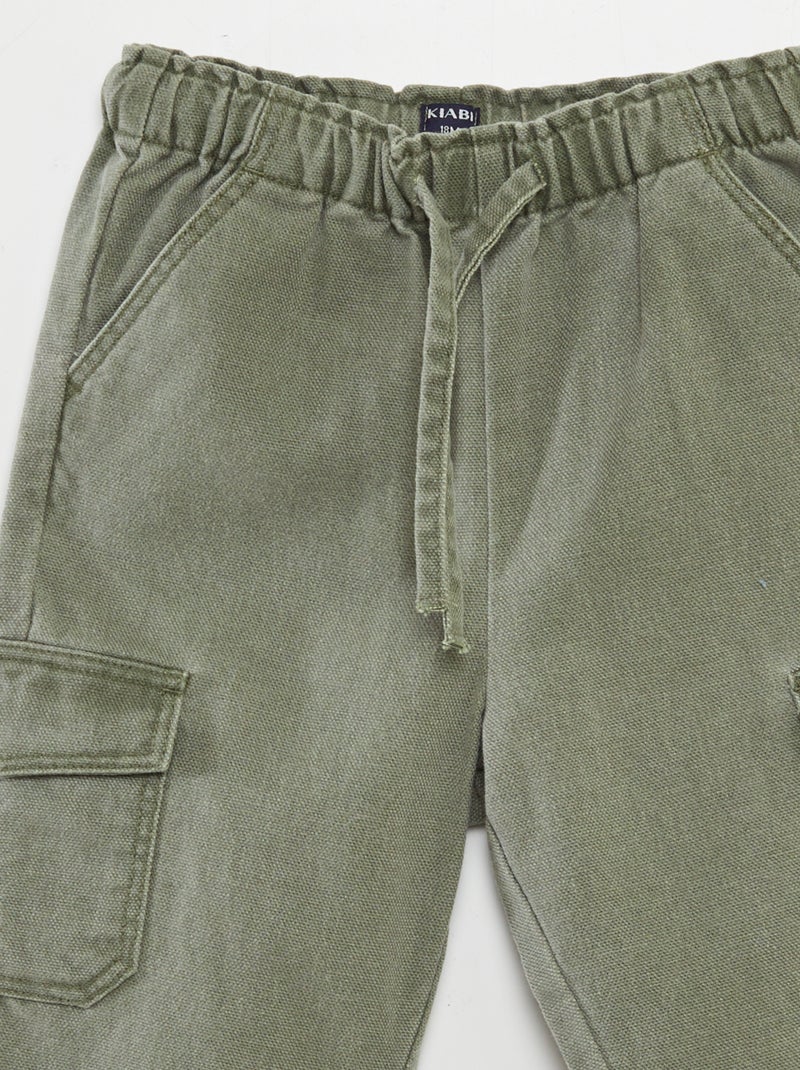 Calças com vários bolsos lisas VERDE - Kiabi