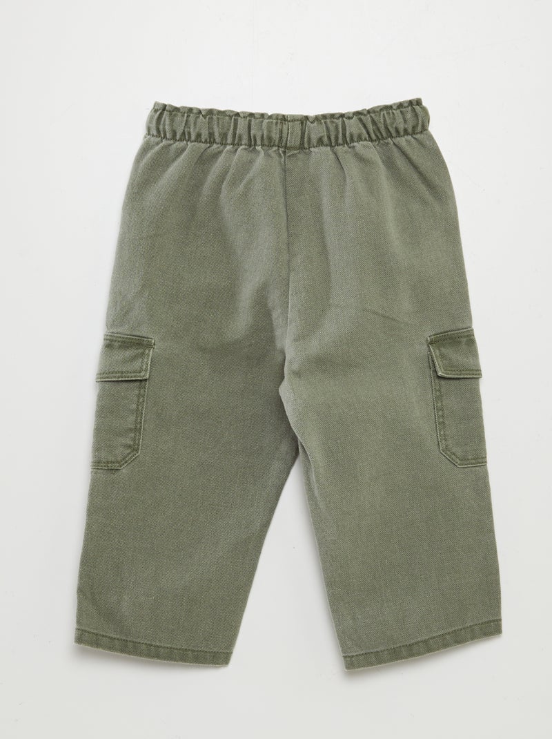 Calças com vários bolsos lisas VERDE - Kiabi