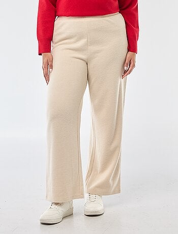 Calças confortáveis em malha canelada