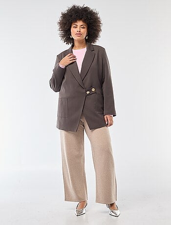 Calças confortáveis em malha canelada