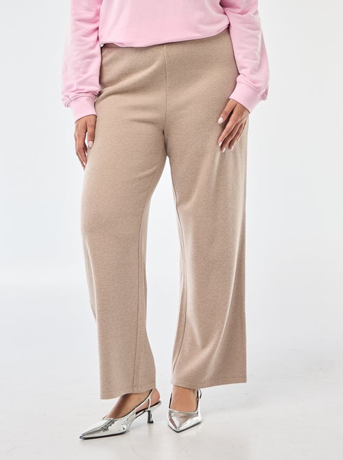 Calças confortáveis em malha canelada - Kiabi