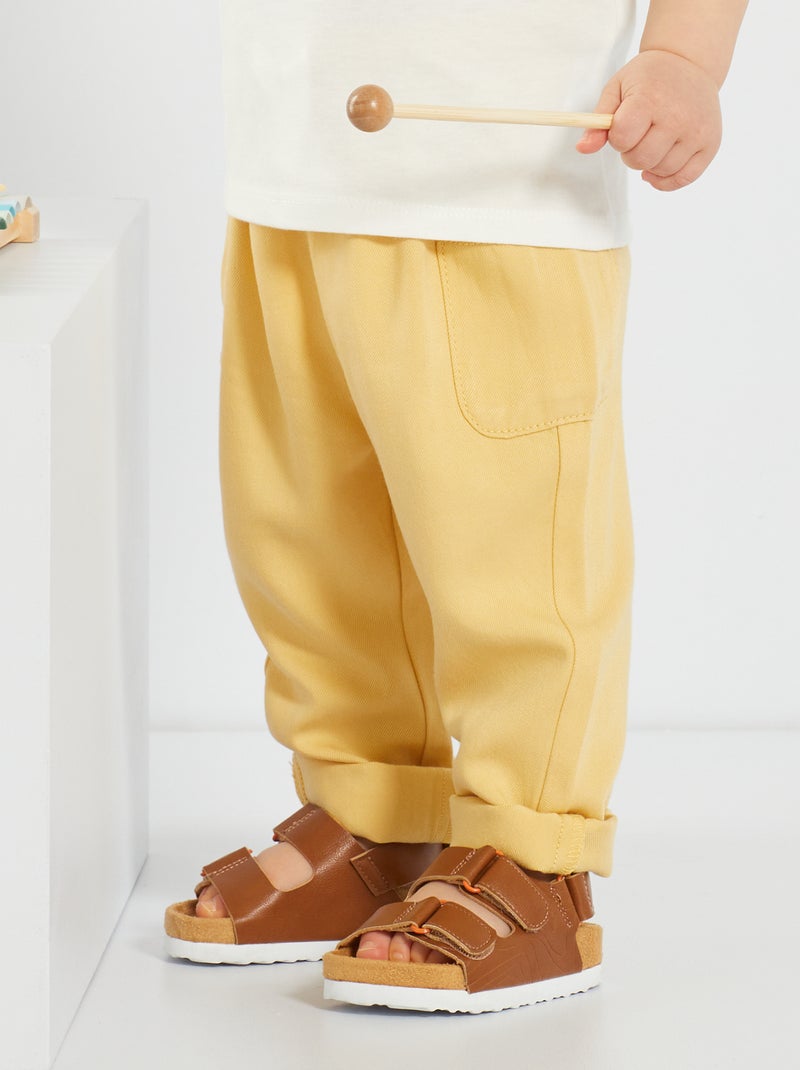 Calças confortáveis em viscose elástica Amarelo - Kiabi