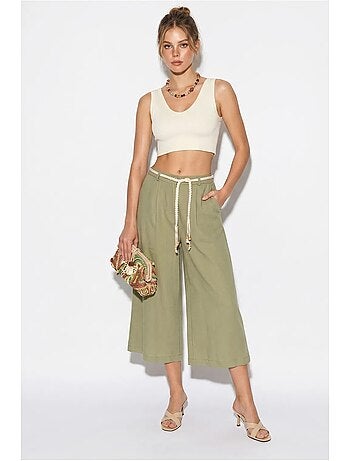 Calças culotte femininas de poliéster lucci
