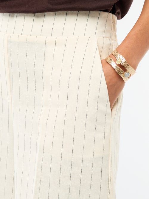 Calças culottes largas em linho misto - Kiabi