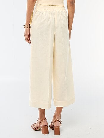 Calças culottes largas em linho misto