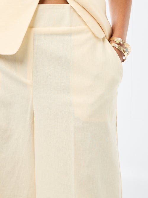 Calças culottes largas em linho misto - Kiabi